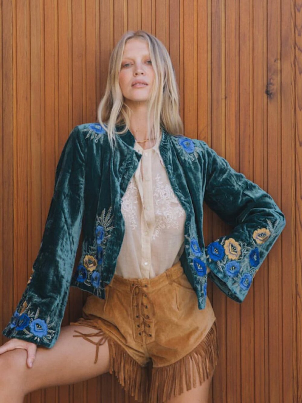 Chasing Unicorns 'Riders On The Storm' Velvet Jacket - Emerald - Small - NWT - Picture 5 of 16